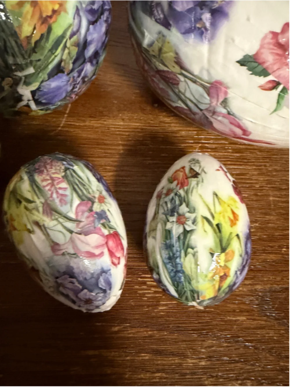 Vintage Floral Decoupage Paper Easter Eggs Lot of 8 Large & Small Spring Holiday